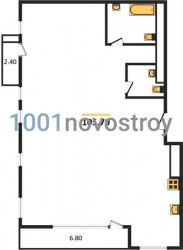 Двухкомнатная квартира 105.7 м²
