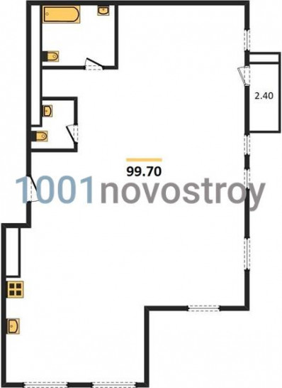 Двухкомнатная квартира 99.7 м²